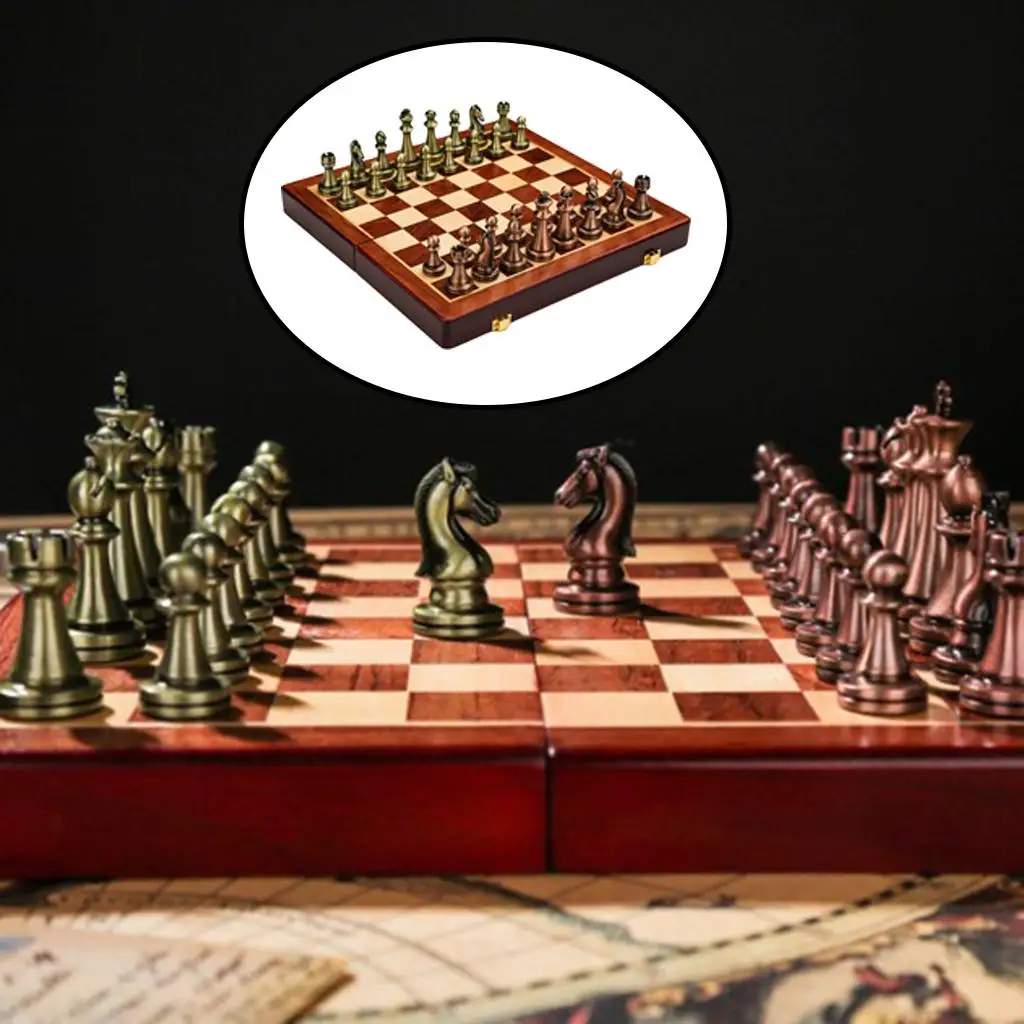 

Wooden Chess Set Folding Chessboard Portable Travel Wood Chess Board