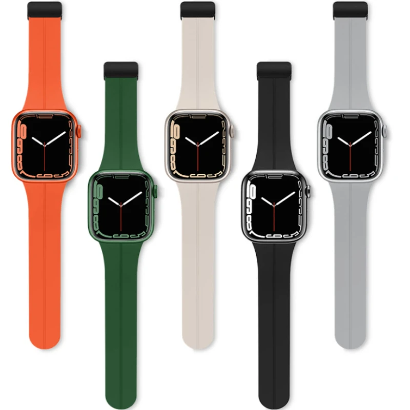 

Silicone Magnetic Strap For Apple Watch Band 49mm 45mm 44mm 41mm 40mm 42mm Bracelet Wristband iWatch Ultra 8 7 SE 6 5 4 3 Correa