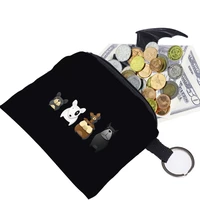 women canvas purse card key purse pouch kids cartoon pattern small organizer bag zipper coin purse card holder wallet bag case