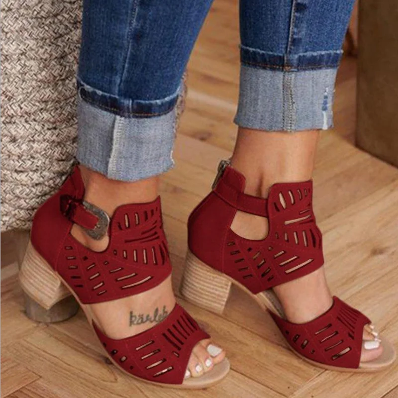 Women Sandals High Heel Gladiator Buckle Strap Fashion Shoes Woman Sandalias Mujer 2022 Summer Ladies Sandals Plus Size 35-43
