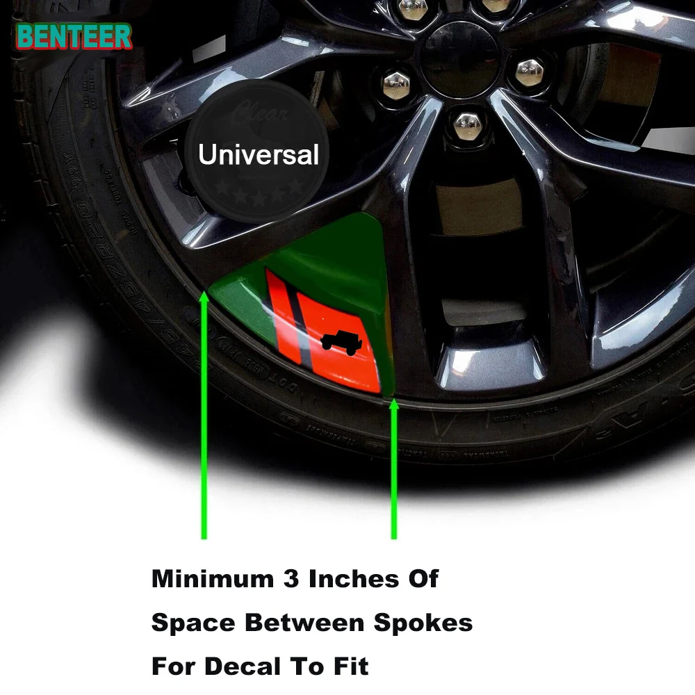 

6Pcs Reflective Car Rim Sticker For Jeep Wrangler JK JL TJ YJ CJ Unlimited Sport Rubicon Accessories 18" To 21"