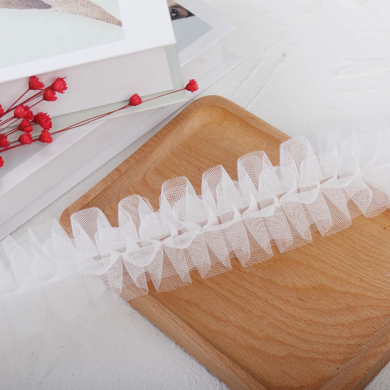 6 см двухрядная многослойная сетчатая кружевная бейка с 3D складками для одежды