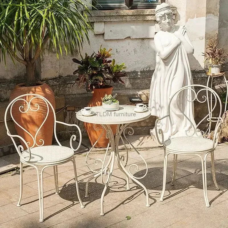 Geriische Ретро Eisen Garteneleabel Sets Outdoor Hof Garten Balkon Tisch und Stuhl Set Café Esstisch Stühle Z