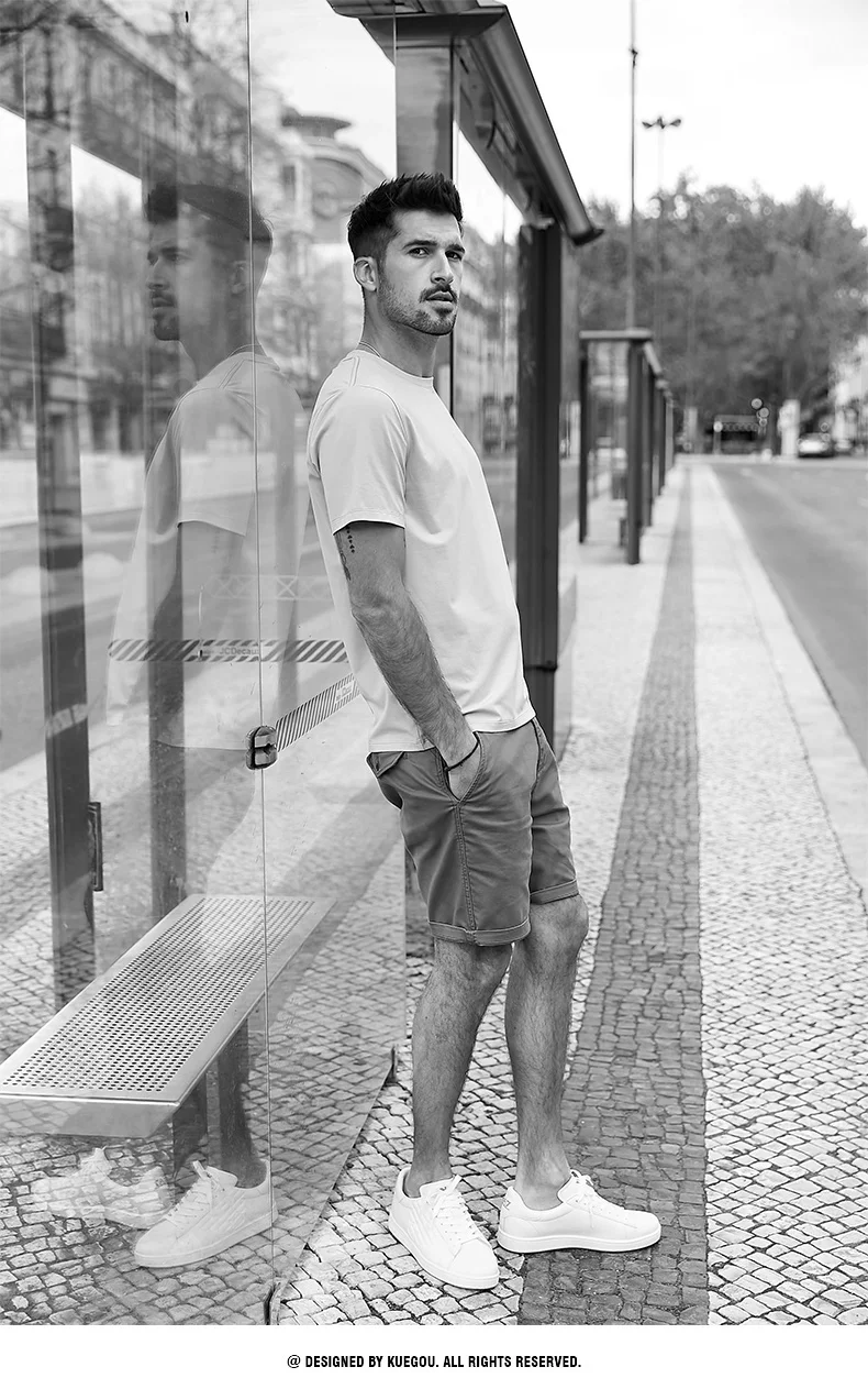 Удобная Модальная хлопковая Футболка B7783 с коротким рукавом Мужская облегающая