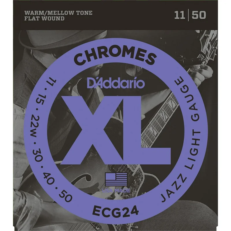 

D'Addario ECG24 XL Chromes Jazz Light Electric Guitar Strings Flatwound, Jazz Light, 11-50