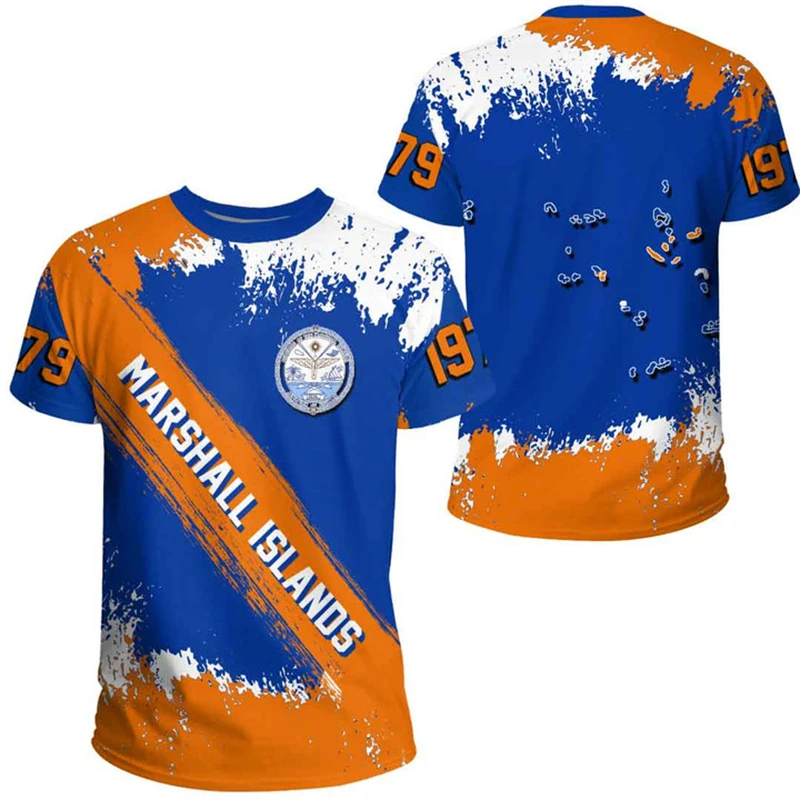 Футболка унисекс с принтом флага Маршалловых Островов Повседневная рубашка