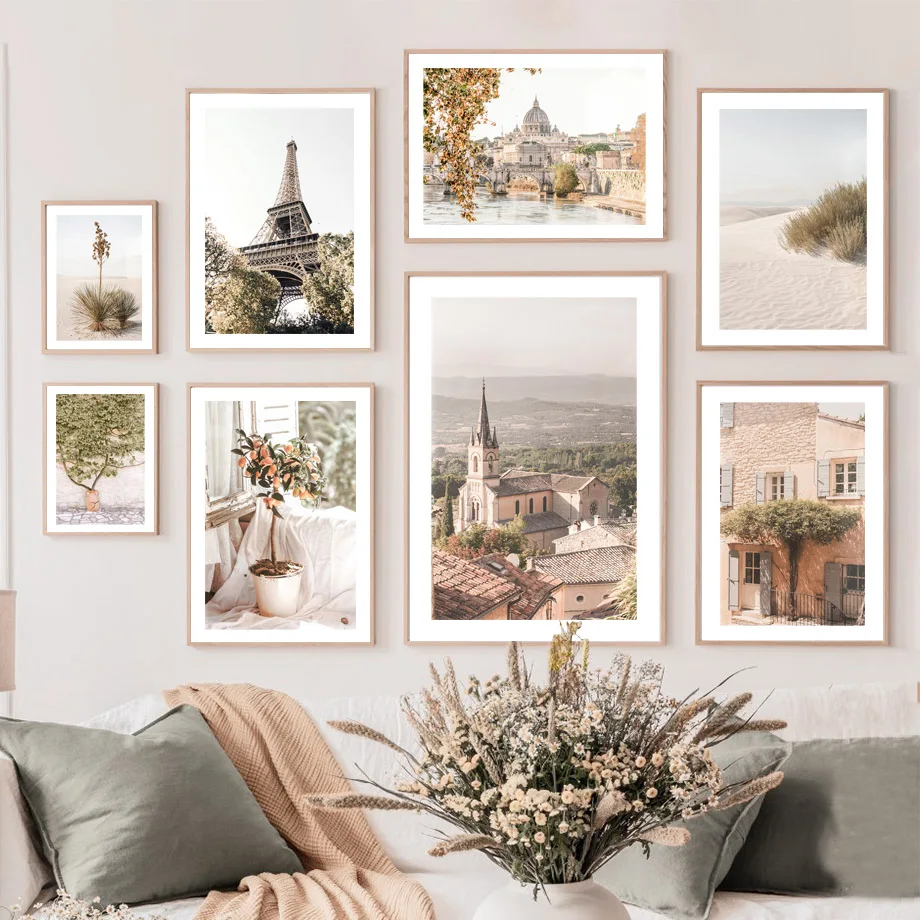 

France Village White Desert Orange Tree Nordic Posters And Prints Paris Rome Wall Art Canvas Painting Living Room Interior Decor