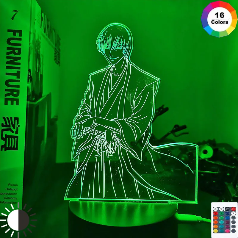 Аниме 3d лампа отбеливатель Радиоуправляемый вертолет Gin Ichimaru для Украшения в