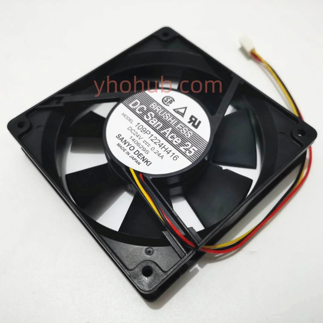 Sanyo Denki 109p1224h416 dc 24v 0.24a 3-fio 120x120x25 mm Servidor Ventilador de Refrigeração