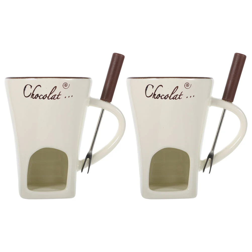 

2 sets of Chocolate Cheese Melting Mug Cheese Fondue Melting Stove with Fork