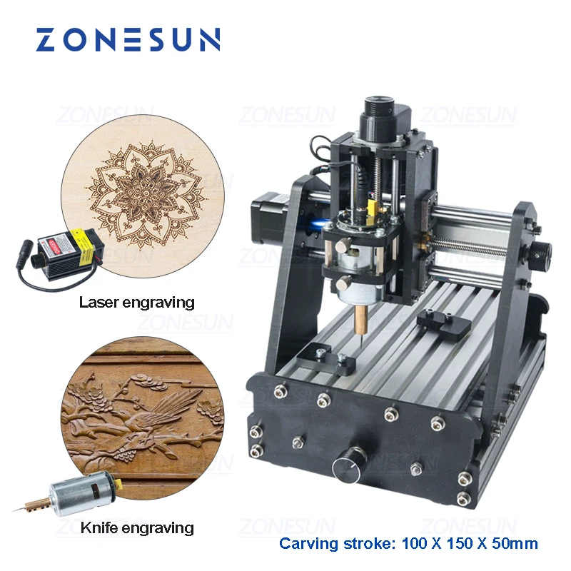 ZONESUN 3axis Mini Diy Cnc Engraving Machine PCB Milling Engraving Machine Wood Carving Machine Cnc Router Cnc Control Leather