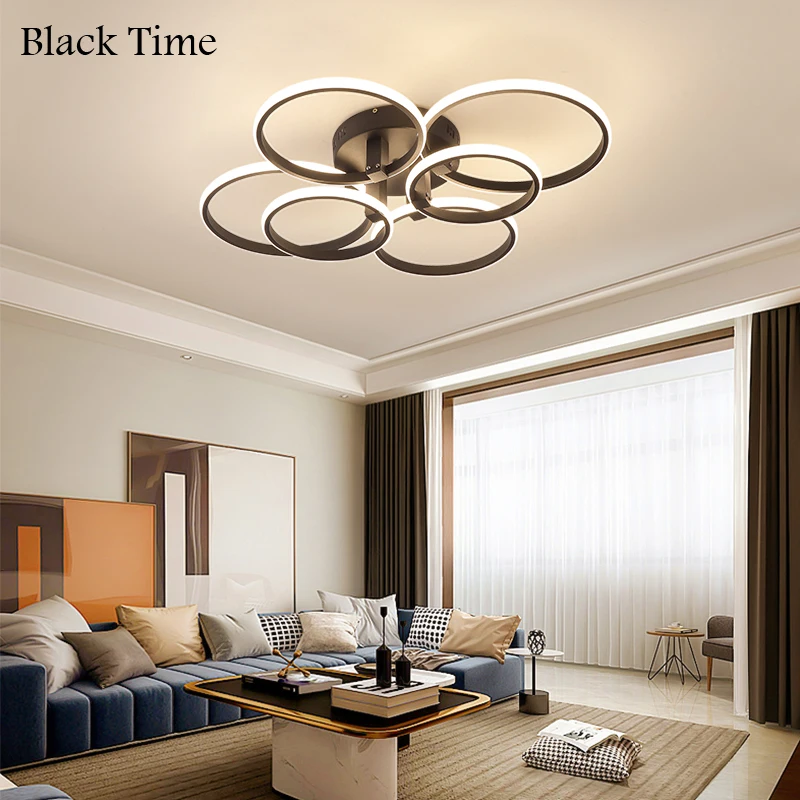 Modern LED Chandelier for Living Room Bedroom Dining Room Kitchen Light Chandelier Lamp Home Indoor Black&White Lighting Fixture