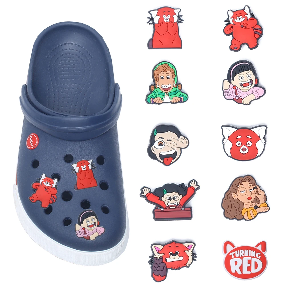 

Single Sale 1pcs Turning Red Croc Charms Shoes PVC Shoe Charms Decoration Buckle Sneakers Garden Sandals Accessories