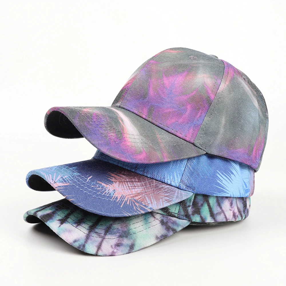 

New Fashion Women Baseball Caps Tie Dye Cap Multicolor Multicolor Adjustable Casual Outdoor Visor Unisex Hip Hop Hat 1+M6017#