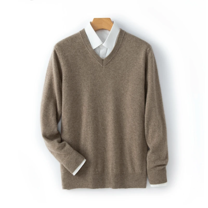 Новинка Осень-зима мужской 100% кашемировый свитер с V-образным вырезом пуловер