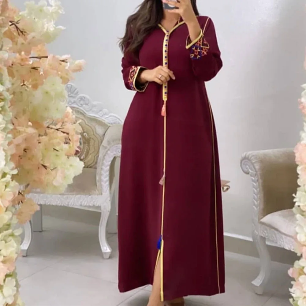 Женское платье Hijab Jellaba с цветочной вышивкой капюшоном длинным рукавом Дубай