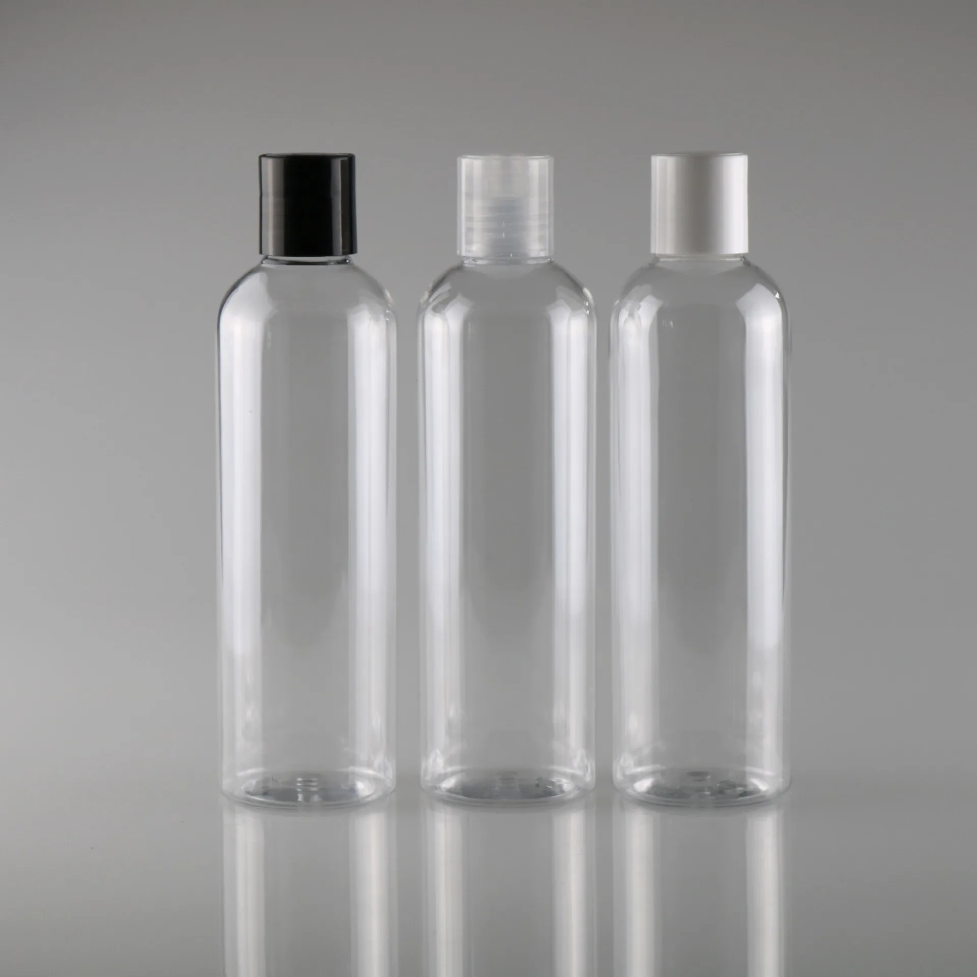 

150ml 200ml 250ml 300ml 500ml empty round Dispensing Caps Plastic Bottles, clear PET bottle with flip top / disc top cap
