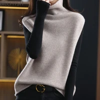 pullovers beach elegant casual fashion sleeveless turtleneck loose knitted jackets tops spring autumn 2022 new womens sweaters