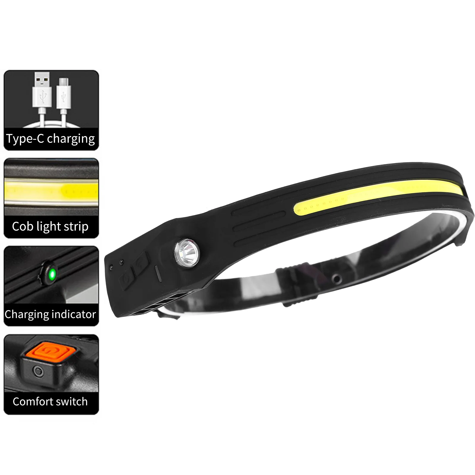 1-20PCS Induction Headlamp COB LED Head Lamp USB Rechargeable Flashlight 4 Modes Lighting Work Torch For Fishing Lantern |