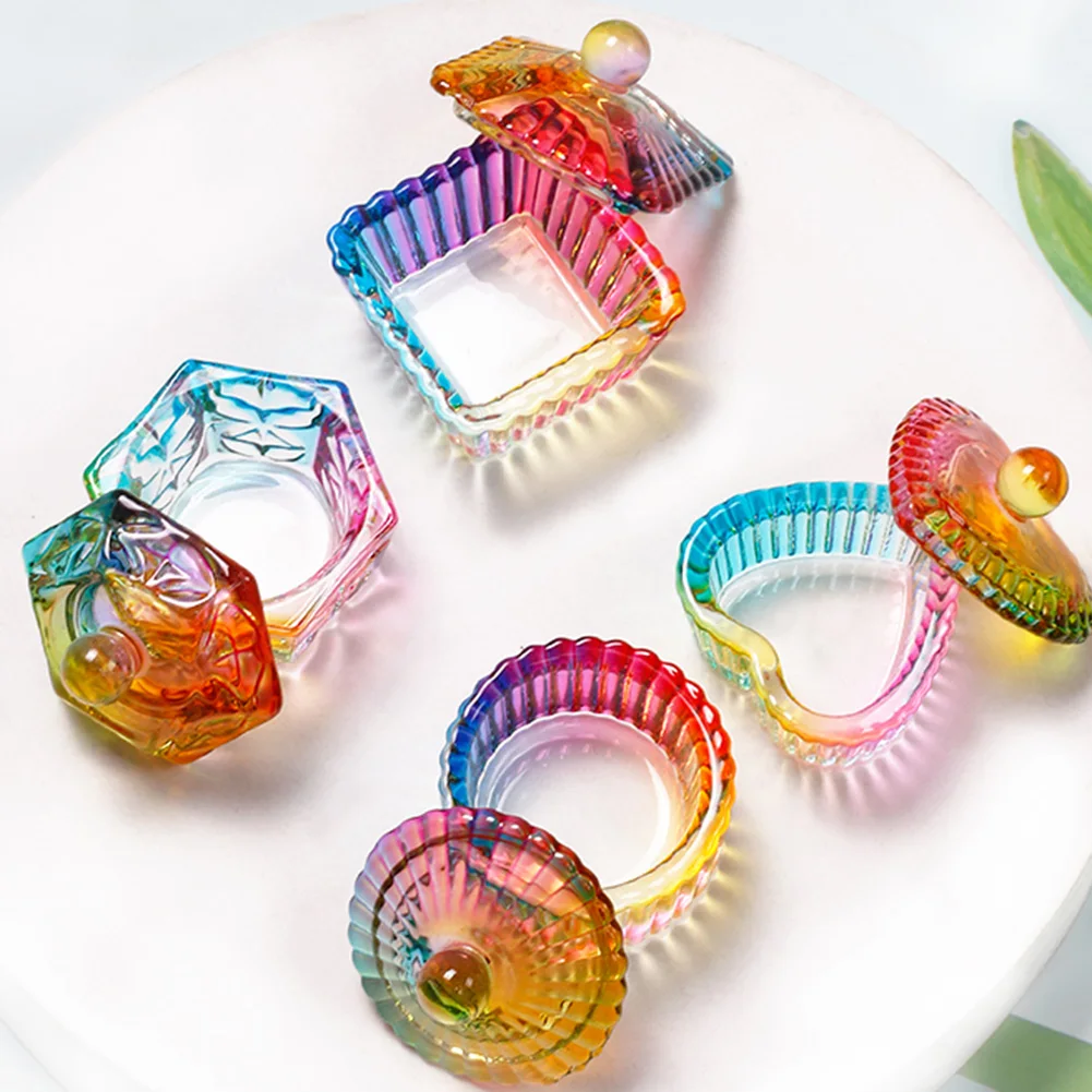 КУБОК Жидкость Акриловый Посуда Стакан Хрустальный Dappen с Крышкой Цветная Глазурь Пудра Чаша Инструменты для маникюра Нейл-арт.