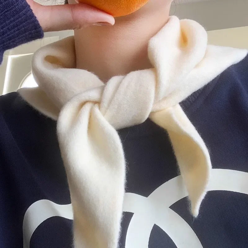 Шерстяной кашемировый шарф для защиты шеи вязаный треугольный женский платок