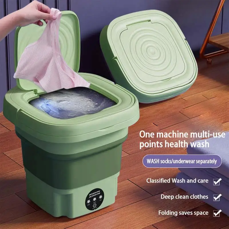 

Folding Washing Machine Portable Ultrasonic Mini Dehydratable Washer With Drain Basket For Underwear Socks Baby Clothes Towel