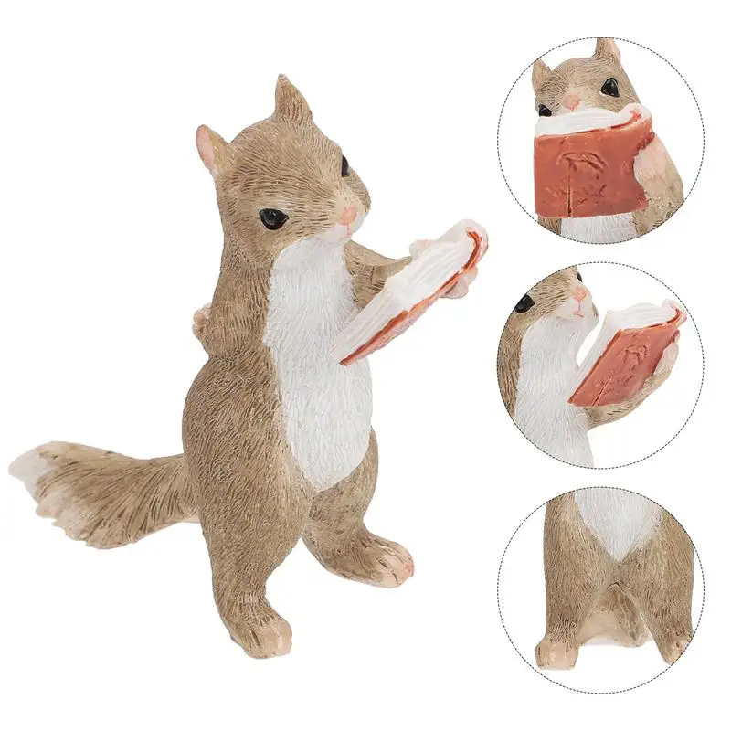 

Adorable Reading Squirrel Resin Statue Home Personalized Garden Decoration