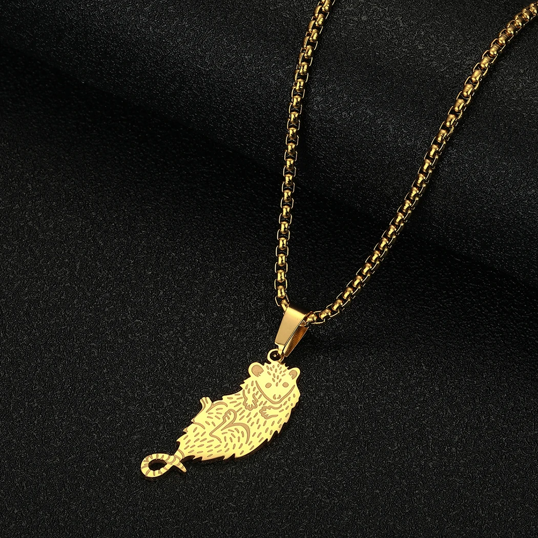 

Chandler Stainless Steel Possum Necklace Marsupial Charm Pendant Animal Jewelry Possum Lover Gift