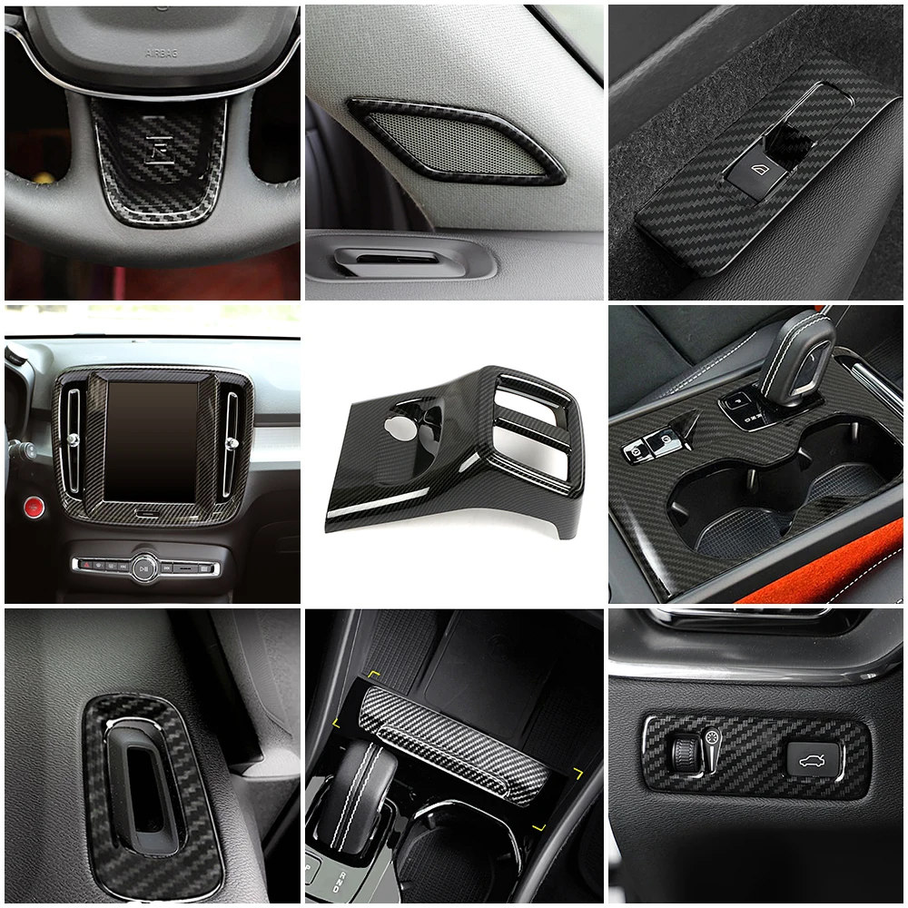

For Volvo XC40 2019 2020 2021 Car Center Console Accessories Carbon Fiber Color Change Decoration Styling Frame Cover Trim