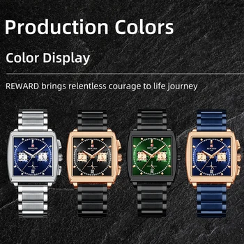 REWARD Quartz Watch Men Rectangle Wristwatch Male Top Brand Luxury Chronograph Multifunction Business Watch Relogio Masculino 5