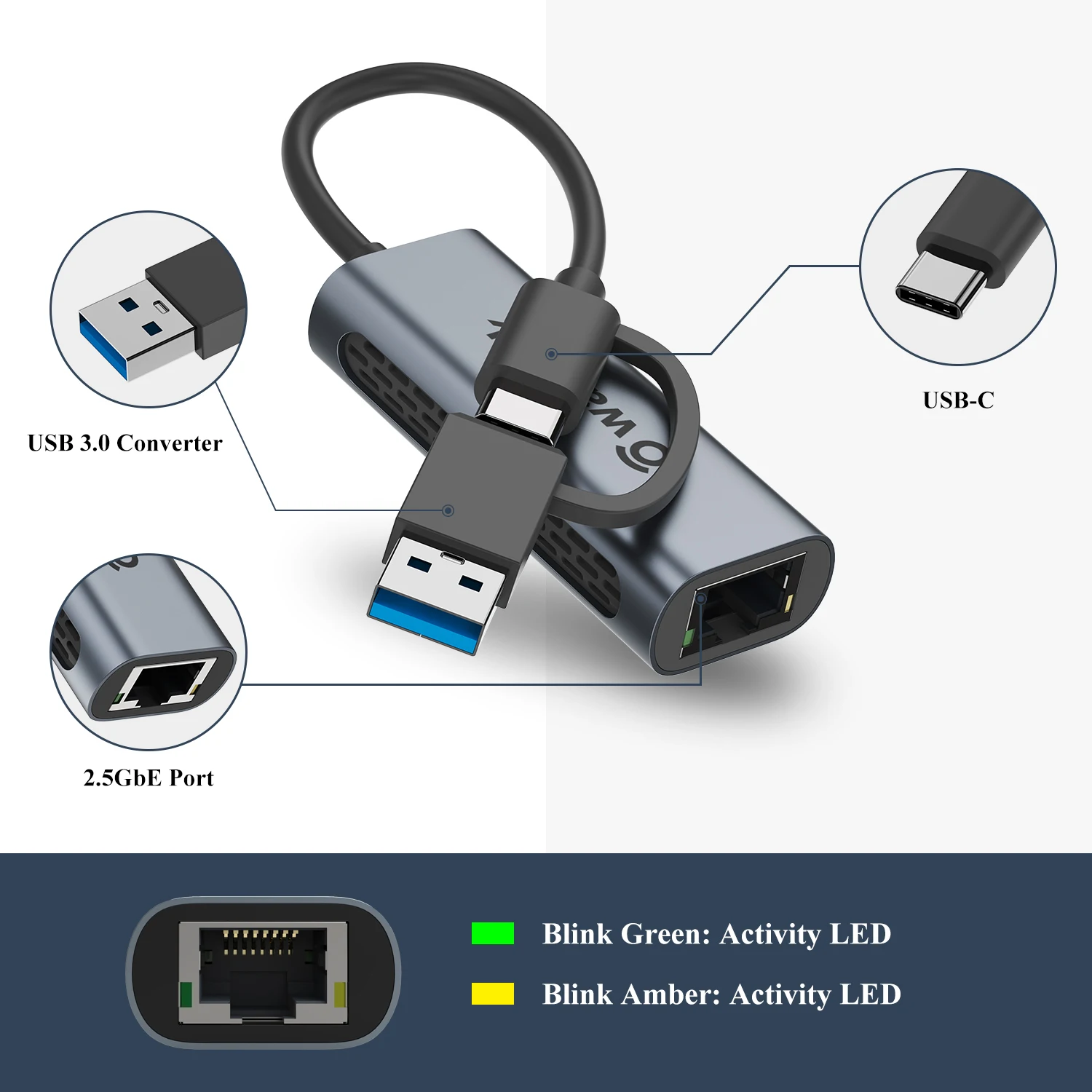 Wavlink USB C до 2 5G гигабитный Ethernet адаптер Тип 5 сетевая карта RJ45 LAN Гбит/с USB3.0
