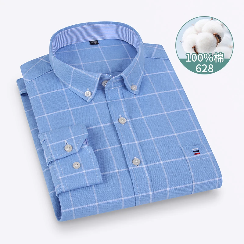 Новинка мужская клетчатая рубашка из чистого хлопка весна и осень модная