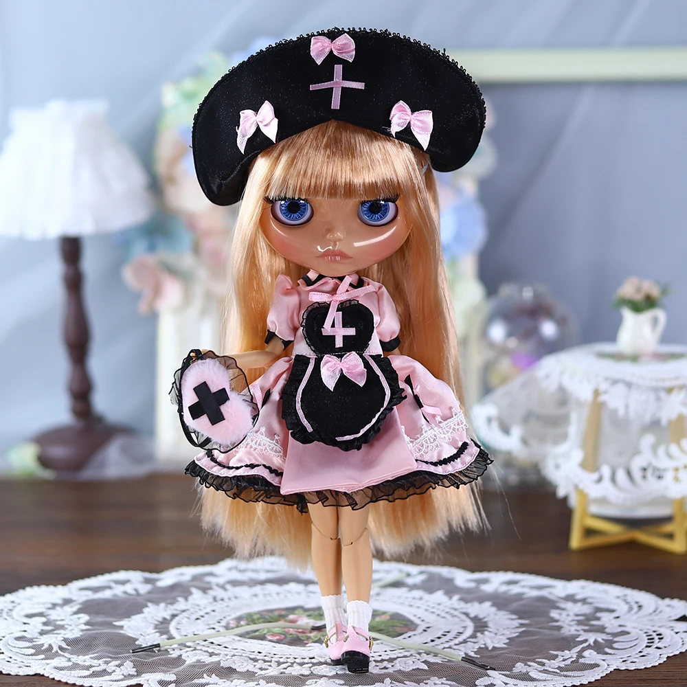 ICY DBS Blyth Doll Коричневая кожа Резные губы Лицо Azone S Joint Body 1/6 BJD