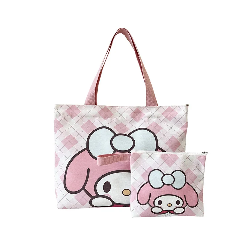 

Sanrio Cartoon My Melody Kuromi Zipper Shoulder Tote Bag Shopping and Storage Bag