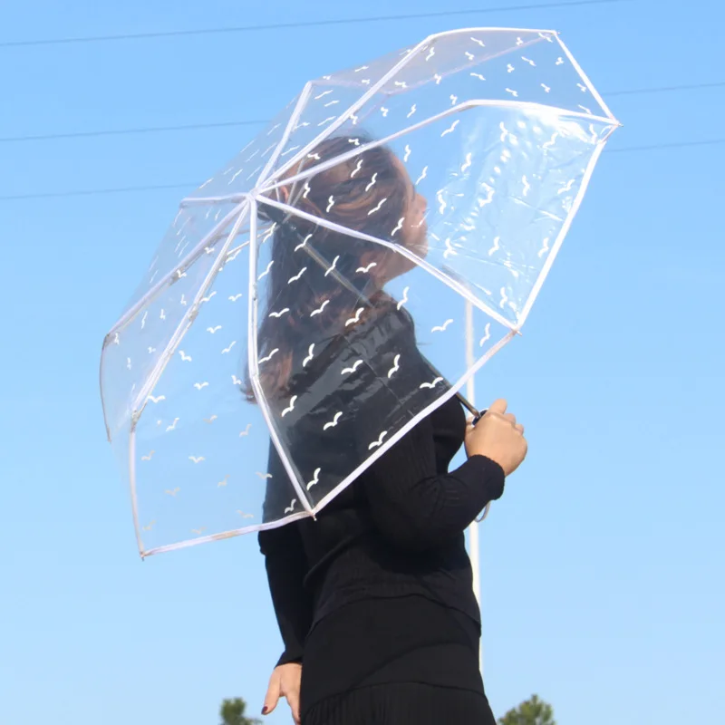 

Новинка прозрачный зонт тройной складной полностью прозрачный с защитой от ветра портативный уличный модный пляжный легкий зонт академия