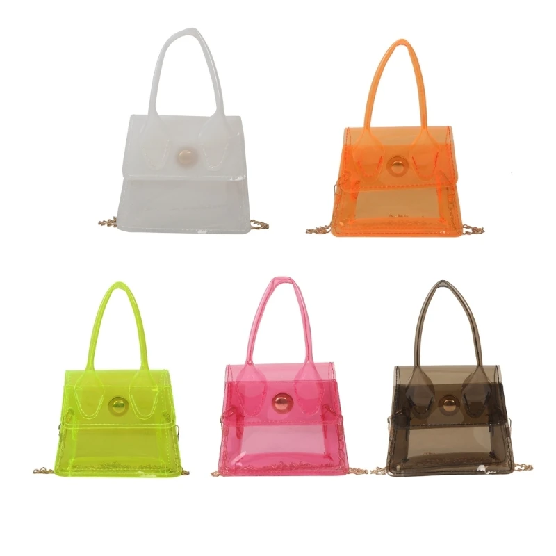 

Small Square Transparent Shoulder Bag Female Casual Solid Color Phone Cosmetic Holder Mini Handbag Women Jelly PVC Crossbody Bag