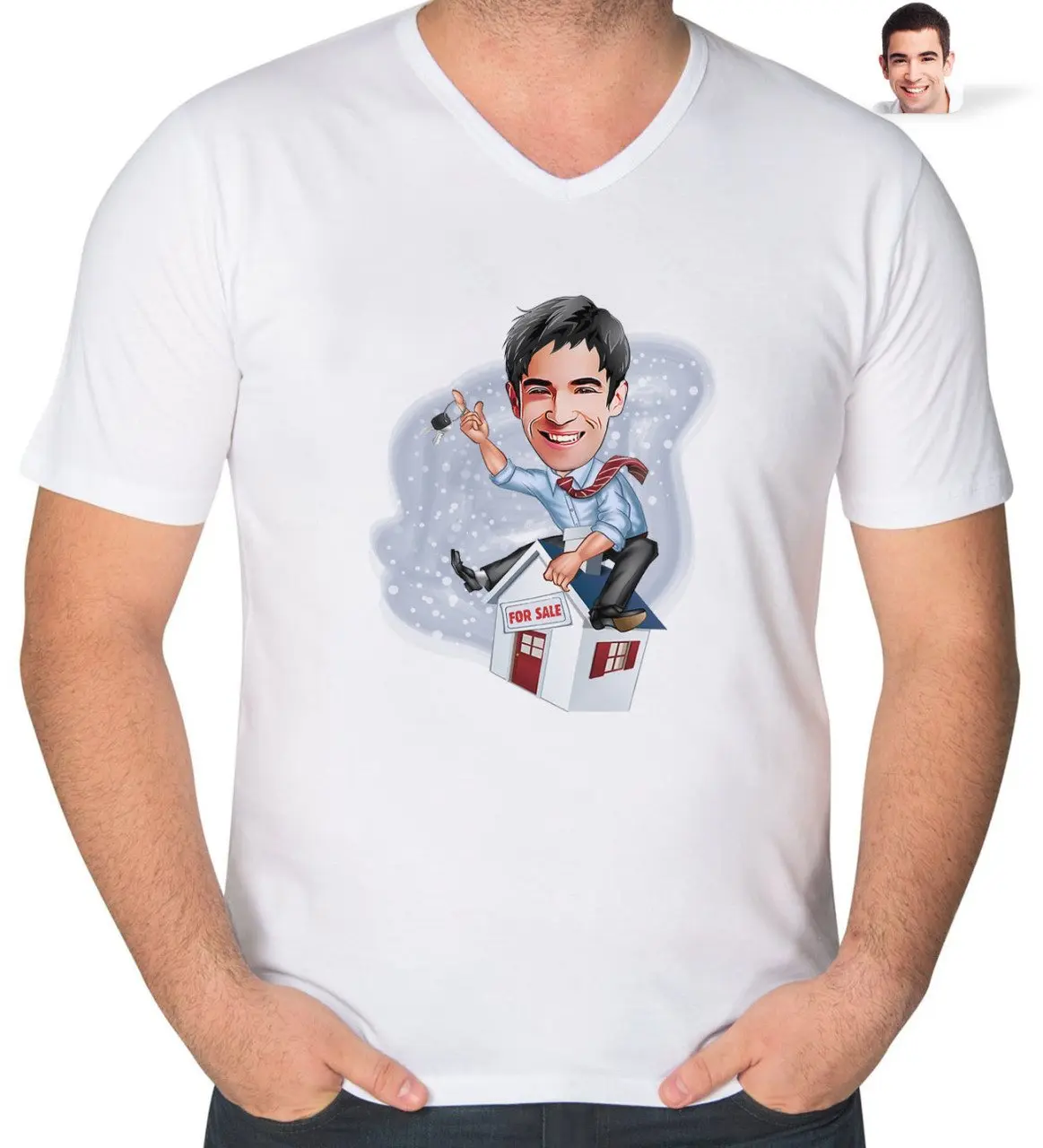 

Персонализированный мужской агент по недвижимости, карикатура V-образного ошейника тигрорт-1