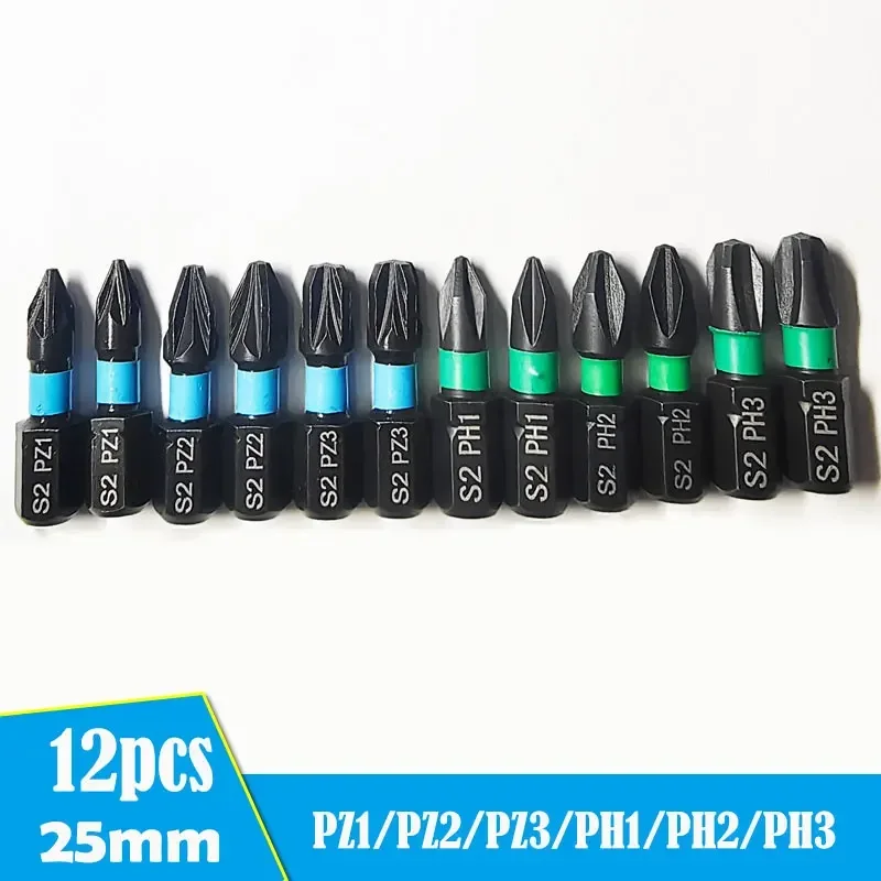 

Новый набор магнитных ударных сверл PH1/PH2/PH3 25 мм из легированной стали S2, 12 шт. PZ1/PZ2/PZ3 для электрической отвертки