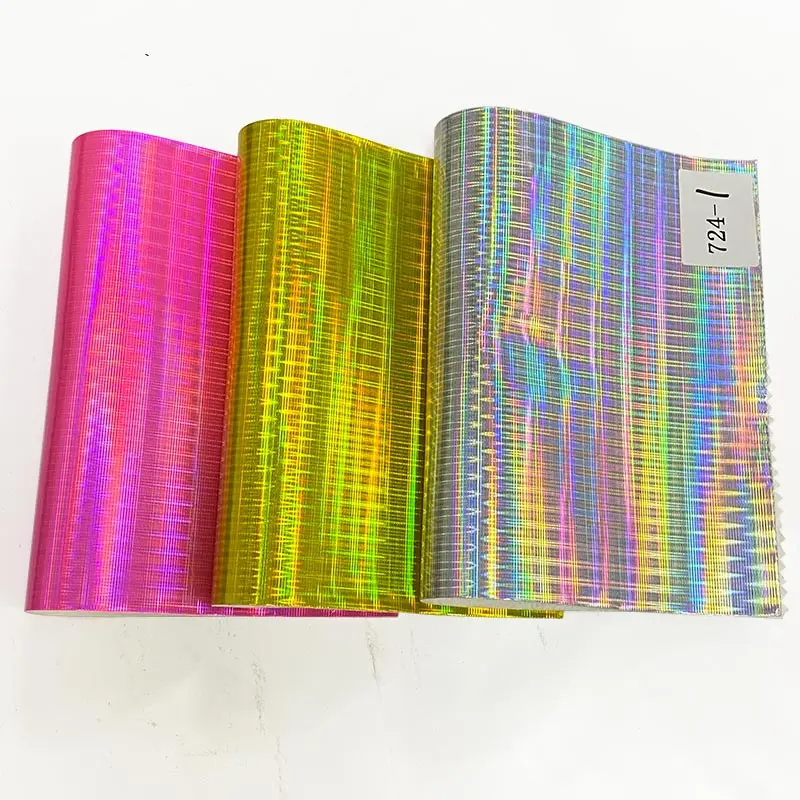 

XHT Bright Color Holographic Laser Mirror Light Cross Design PU Faux Leather Fabric Sheet for Shoe/Bag/DIY Accessories