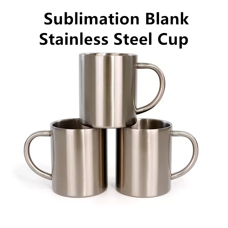 

Высококачественная кофейная чашка с двойными стенками из нержавеющей стали с сублимационной печатью, 300 мл, дорожная кружка, кружки для мол...