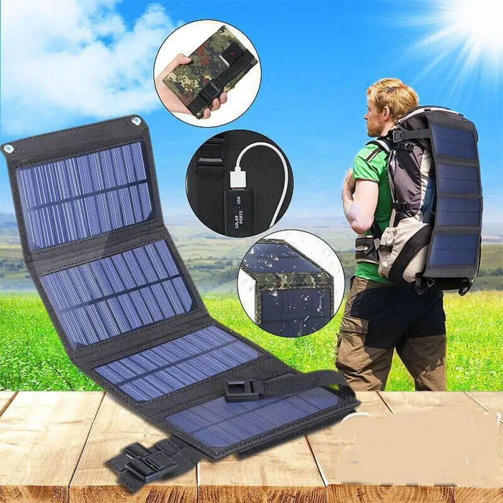 

20w Outdoor Mobile Phone Solar Panel Charging Bag Camping Panel Waterproof Solar Survival Gadgets Portable Equipment F1u6