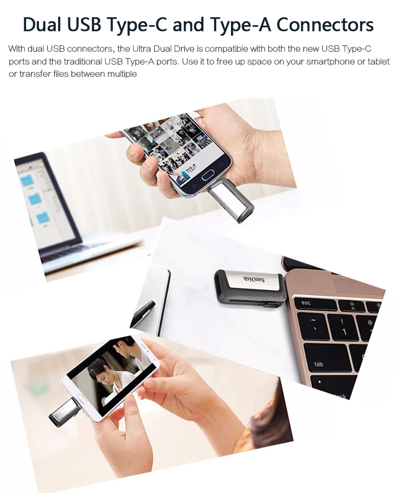 Двойной Флеш-накопитель Sandisk USB 3 1 128 ГБ Type c OTG флеш-накопитель 32 64 высокоскоростная