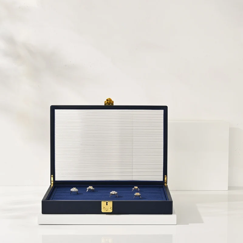 Oirlv Коробка для хранения ювелирных изделий Органайзеры Синее кожаное кольцо