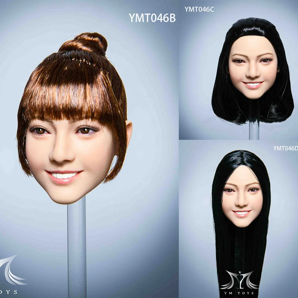 YMTOYS 1/6 YMT046 красивые азиатские выпрямленные волосы женская голова Лепка 12 дюймов женский PH TBL фигурки тела