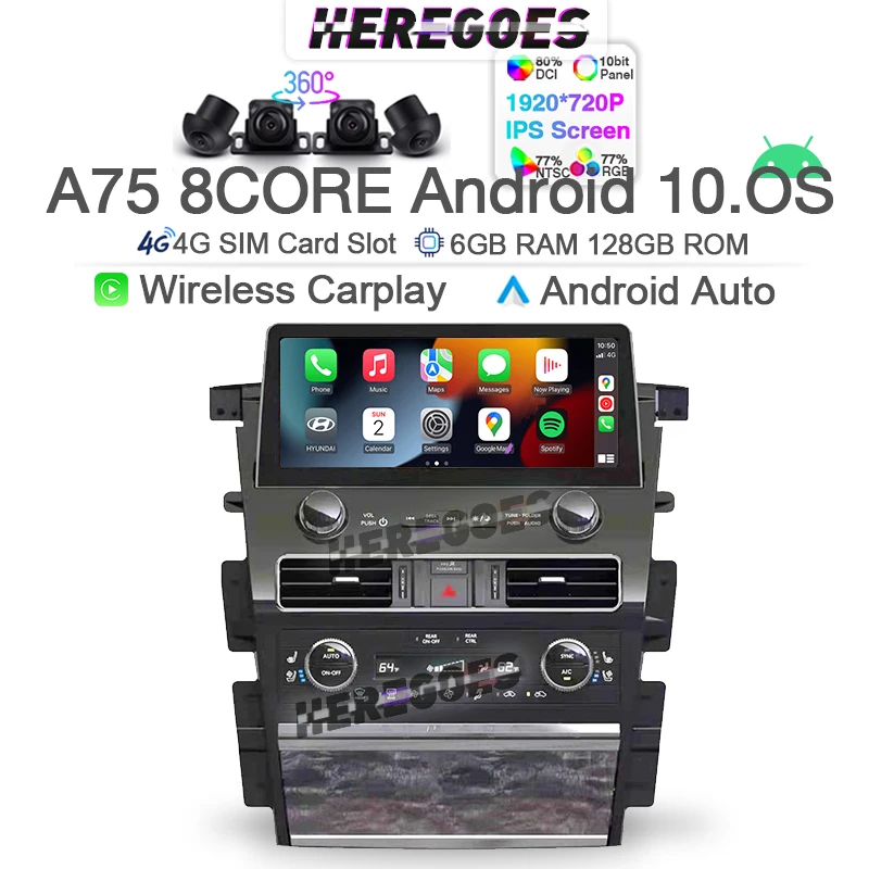 

Carplay 12.3" Android 10.0 Car Multimedia Player For Nissan Armada Patrol Infiniti QX80 QX56 GPS Radio Stereo 6+128G Navigation