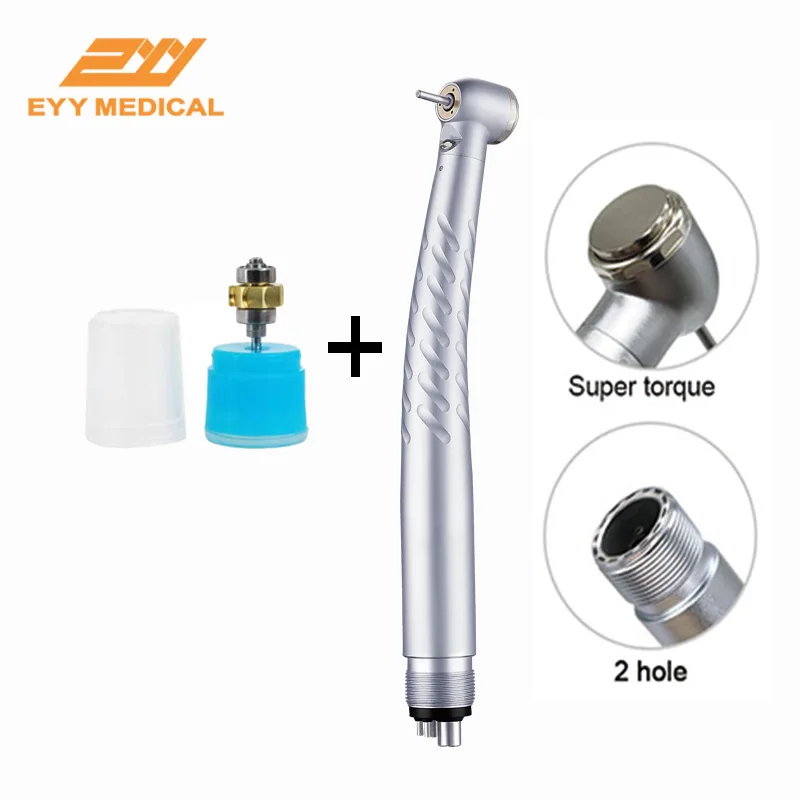 EYY Dental LED Turbine Handpiece withe E -Generator Push Button Big /Standard Head Cartridge Rotor 2/4 Hole