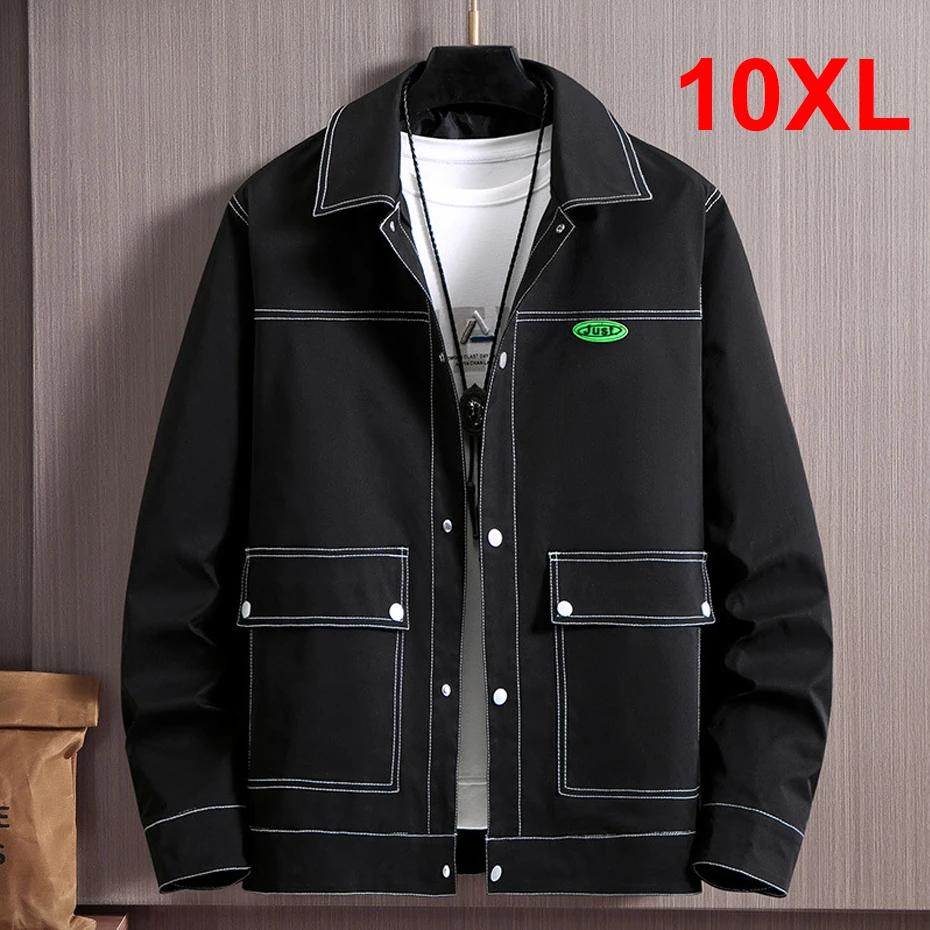 10XL Plus Size Jacket Men Big Size Coat Autumn Spring Jackets Coats Line Design Fashion Causal Loose Jacket 8XL 10XL