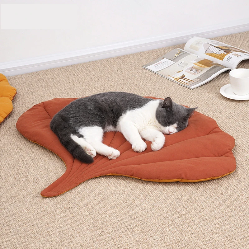 

Leaf Cat Mat Pet Sleeping Mat Kennel Pad Dog Floor Mat Autumn and Winter Type Biting Green Orange Soft Dog Cat Cage Bed Mat