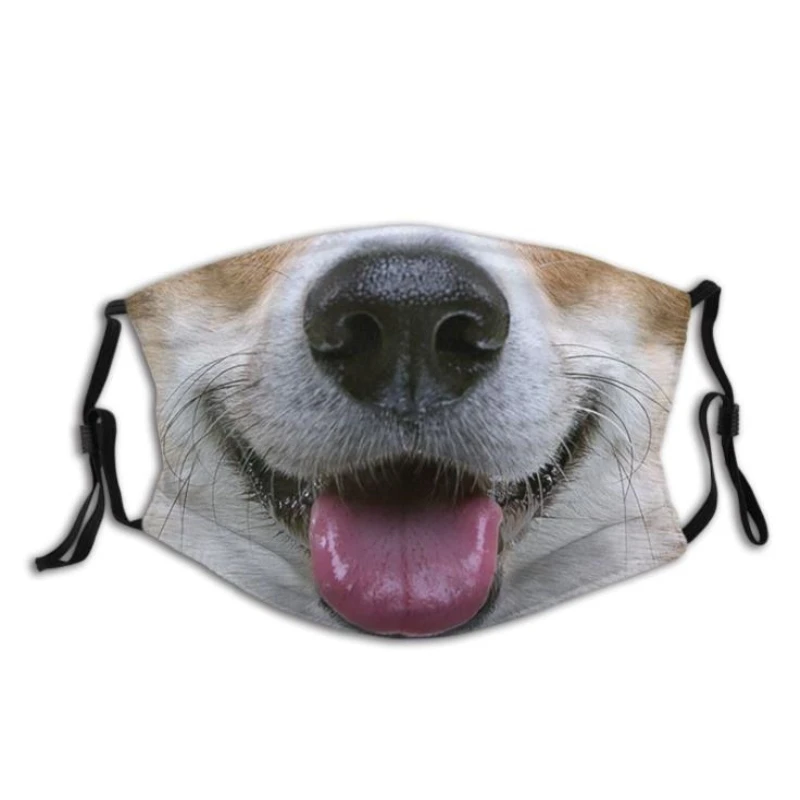 

Dog Mouth Shape Mask Animal Face Club Dead Corgi Type Printed Pattern Funny Funny Good-looking Washable