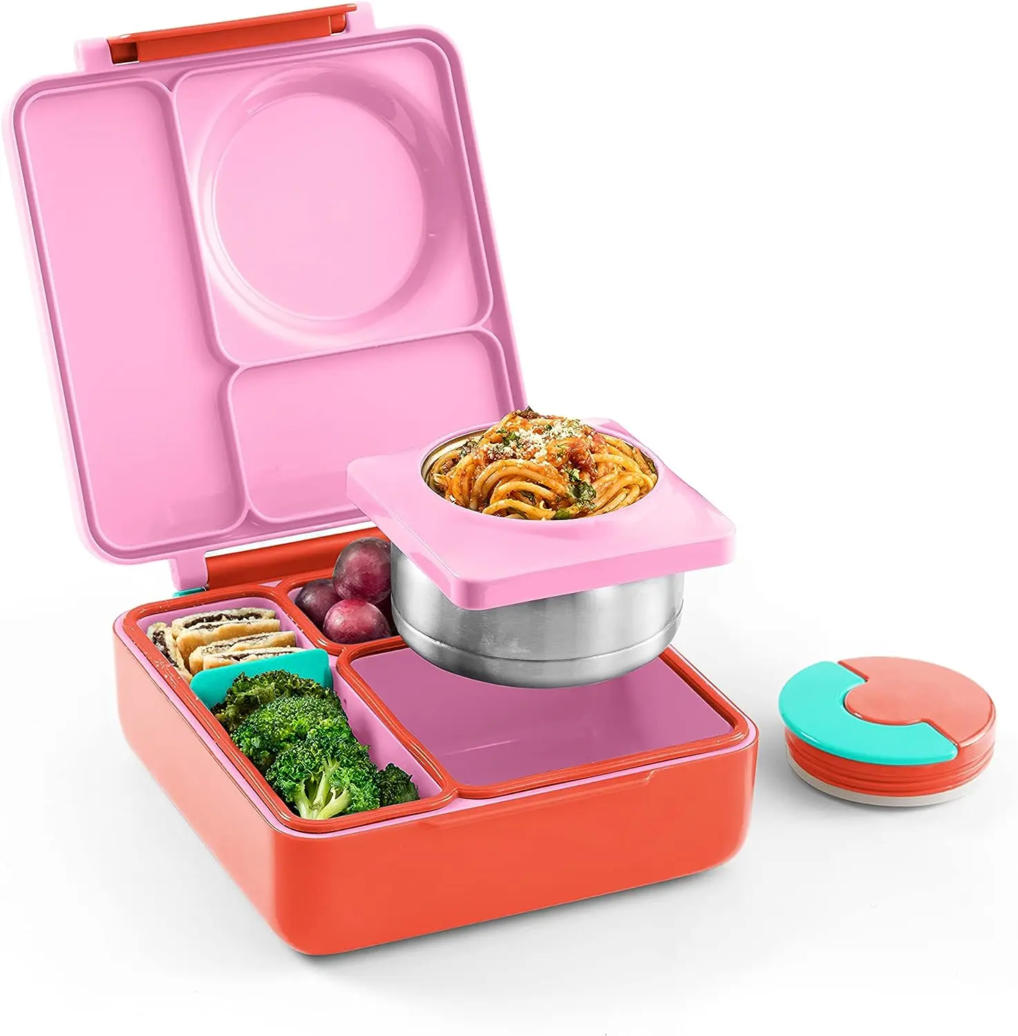 

Bento Box for Kids - Insulated with Leak Proof Food Jar - 3 Compartments, Two Temperature Zones (Single) (Packaging May Vary) F